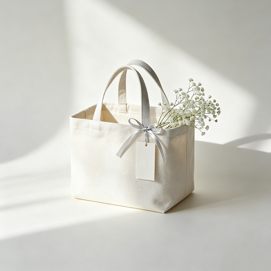 White Minimal Canvas Picnic Tote Bag