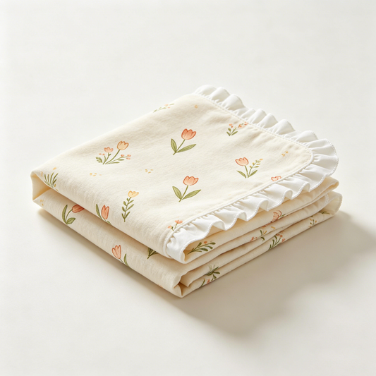 Cream Tulip Ruffle Picnic Blanket