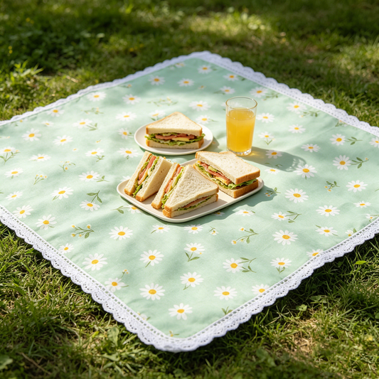 Green Daisy Lace Picnic Blanket