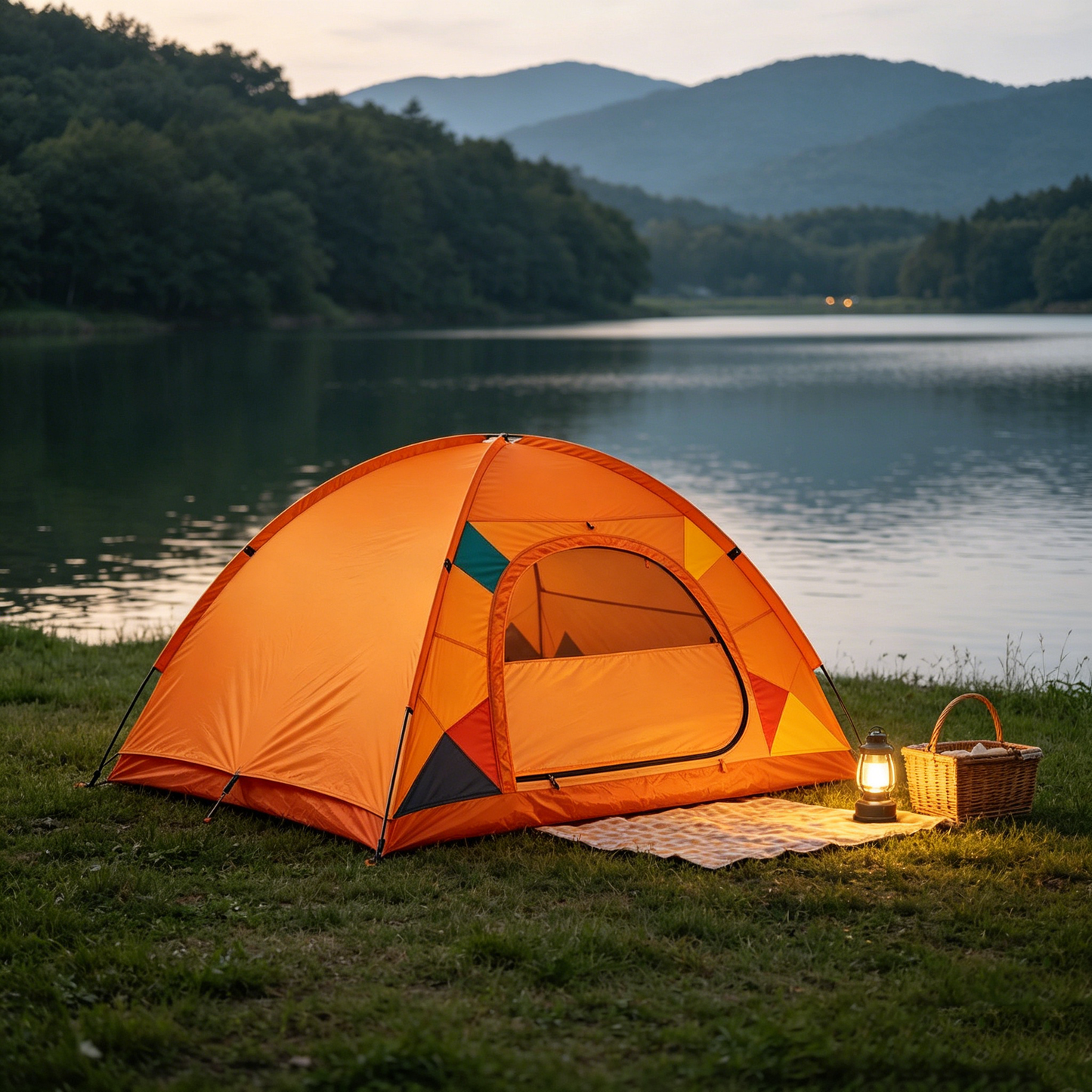 Orange Geo-Pattern Dome Tent