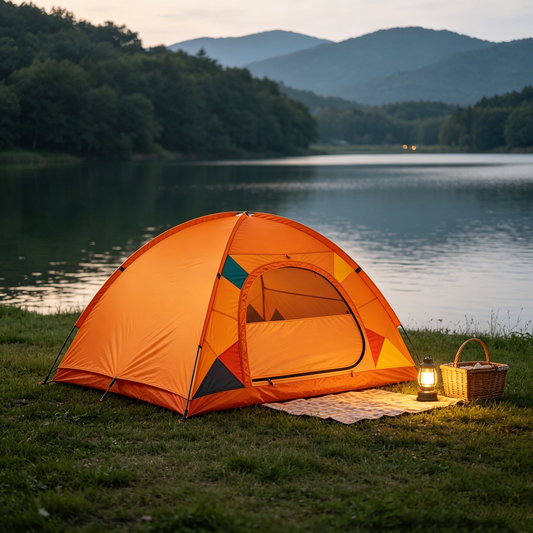 Orange Geo-Pattern Dome Tent