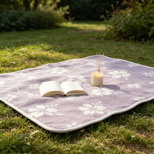 Lavender Vintage Floral Picnic Blanket