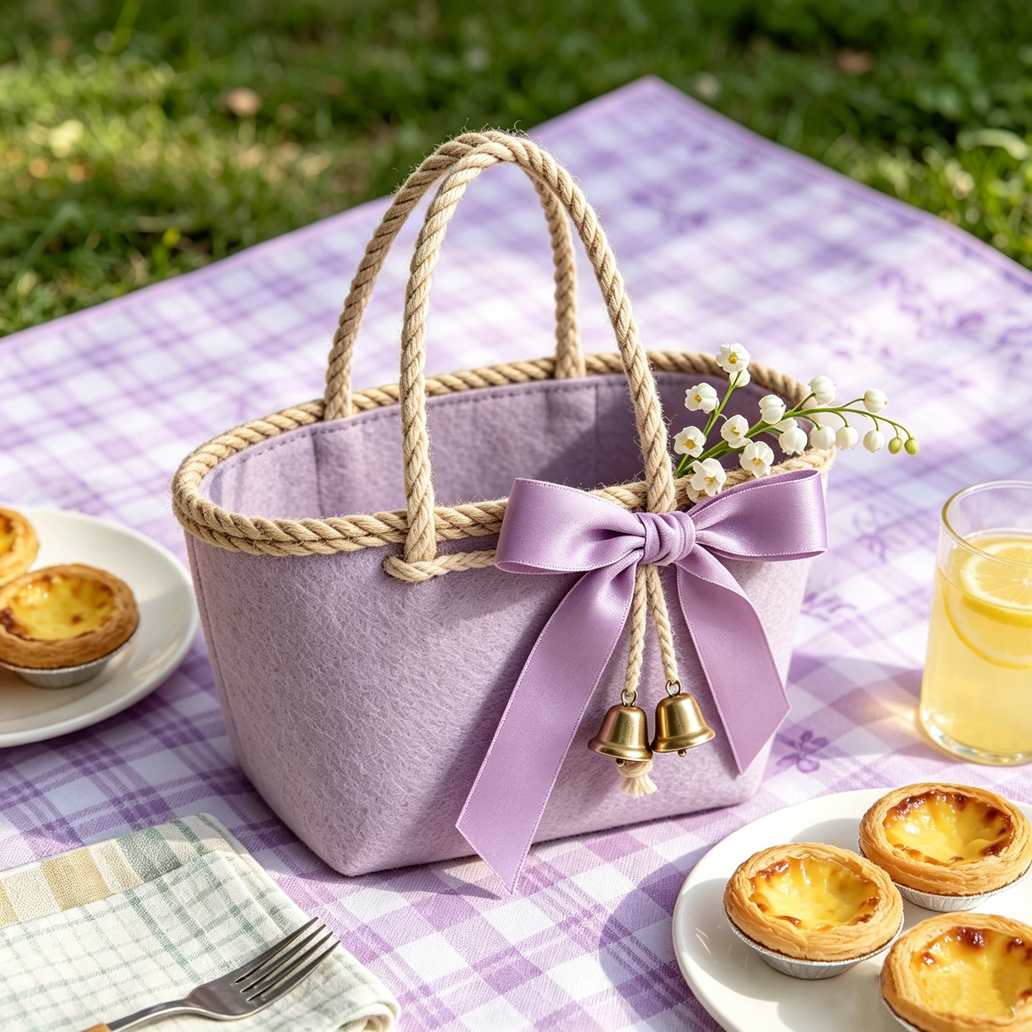 Lilac Bell Lily‑of‑the‑Valley Picnic Basket