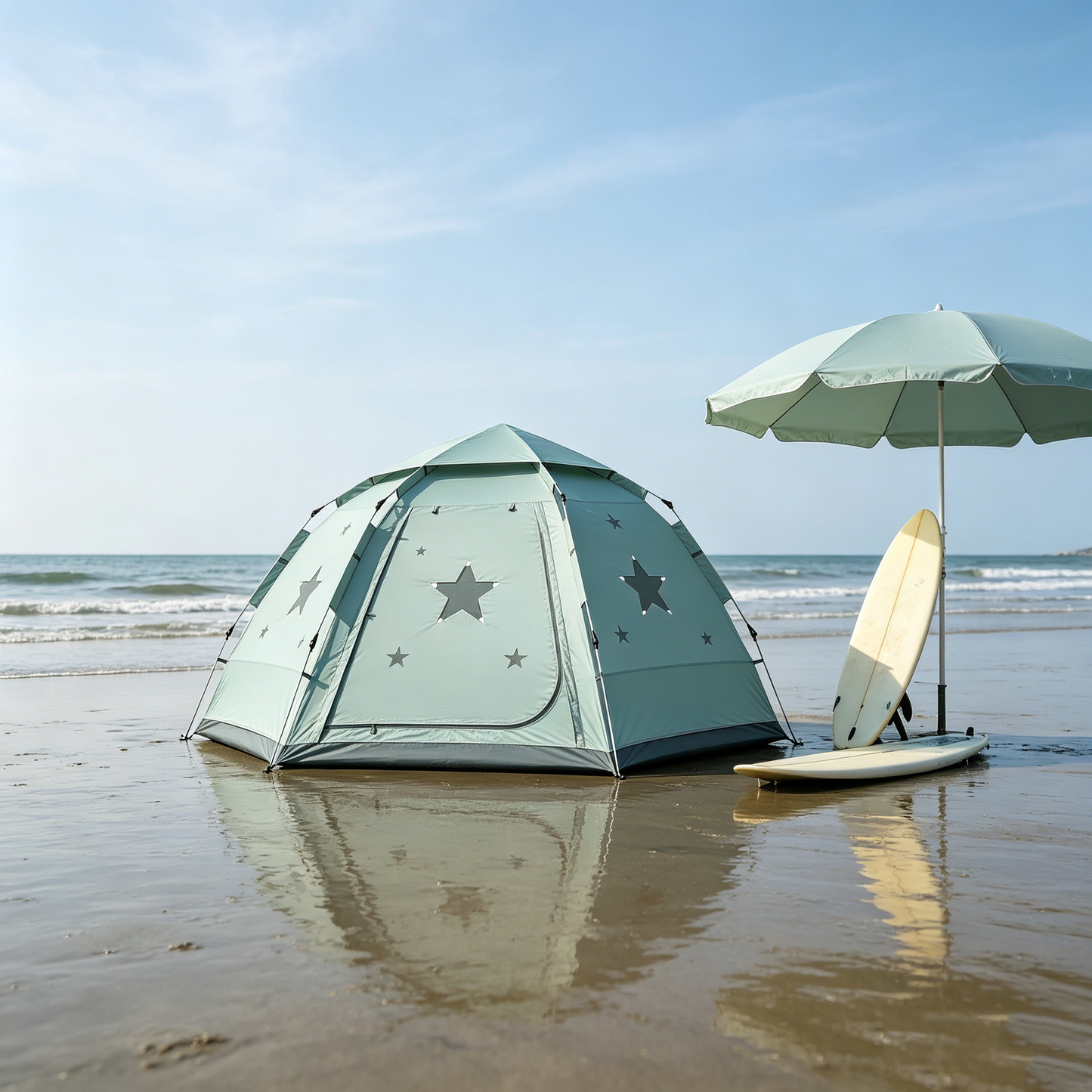 Mint Star-Pattern Play Tent