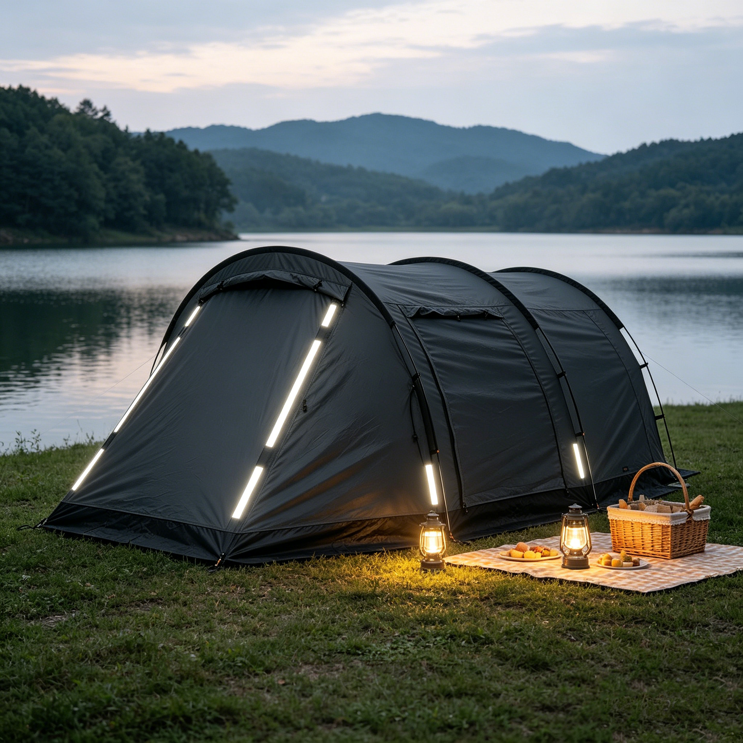 Black Tunnel Camping Tent
