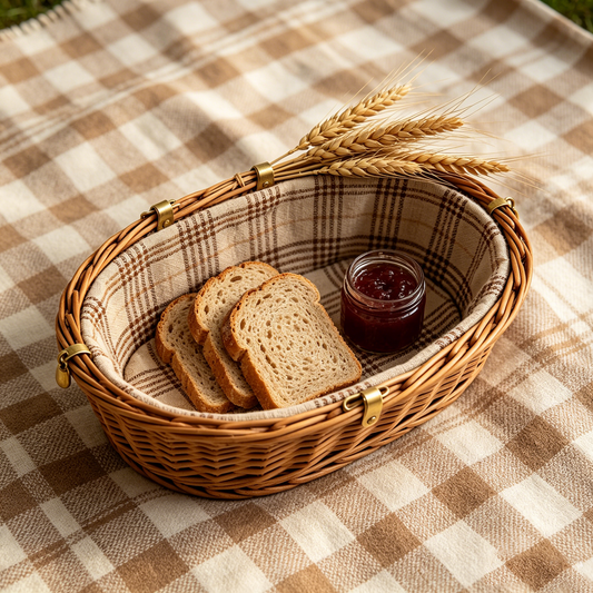 Wheat Decor Wicker Tray Picnic Basket