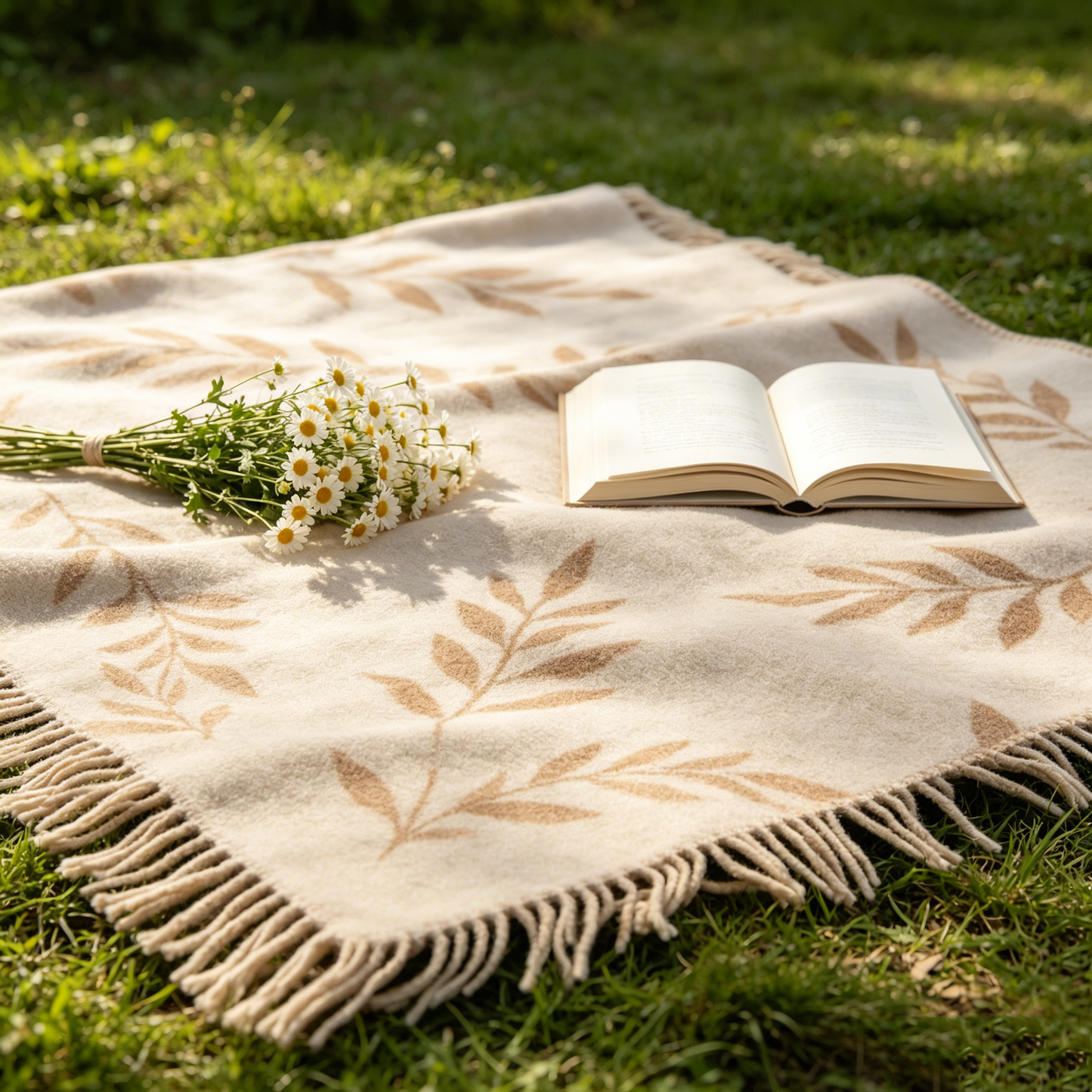 Camel Fern Tassel Picnic Blanket