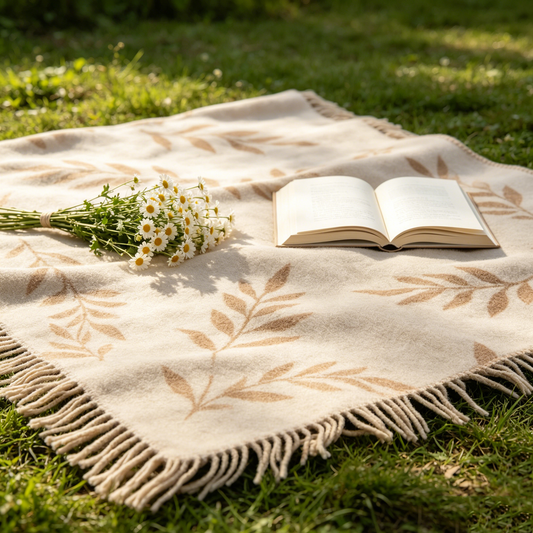 Camel Fern Tassel Picnic Blanket