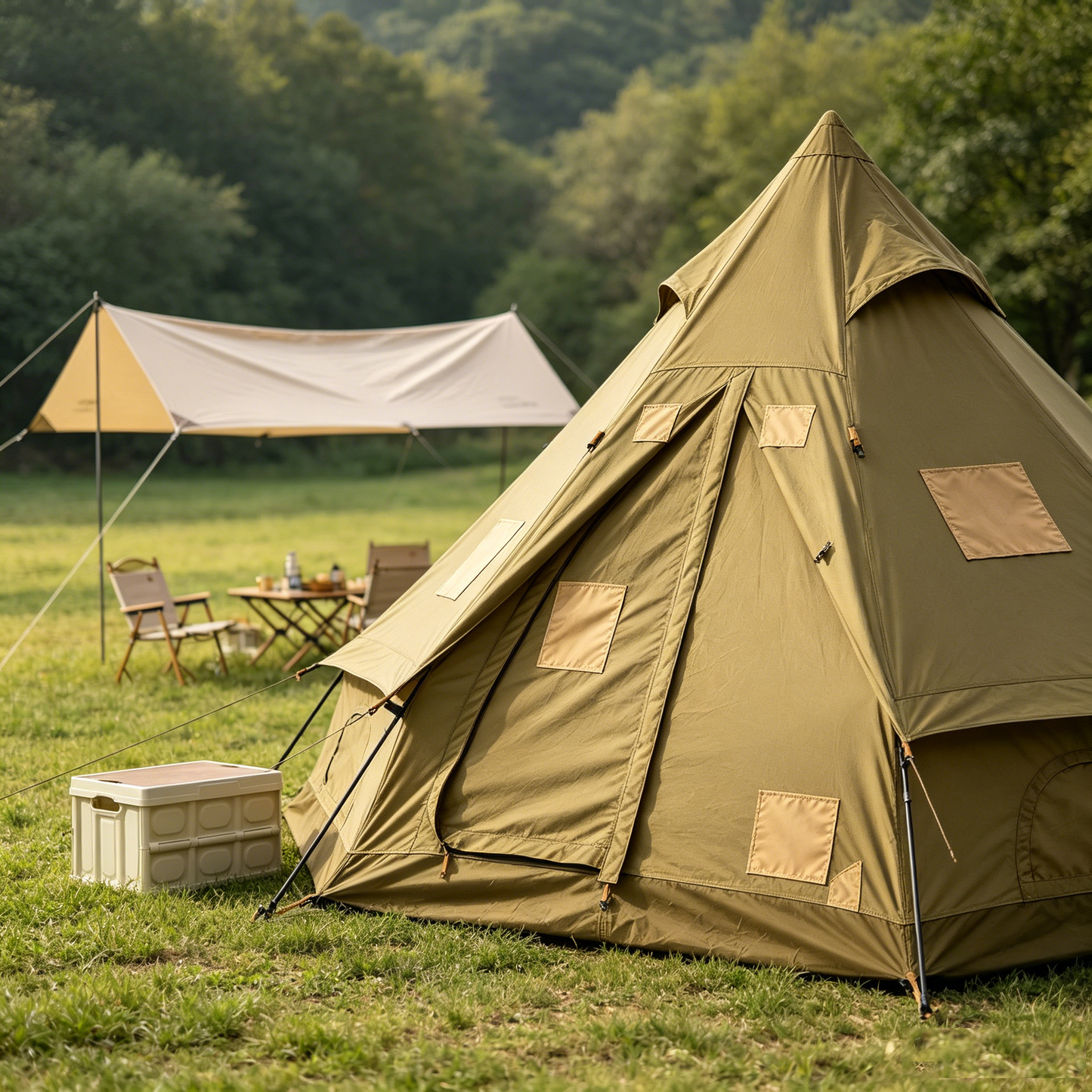Khaki Patchwork Bell Tent