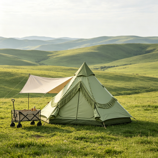 Sage Green Fringe Bell Tent