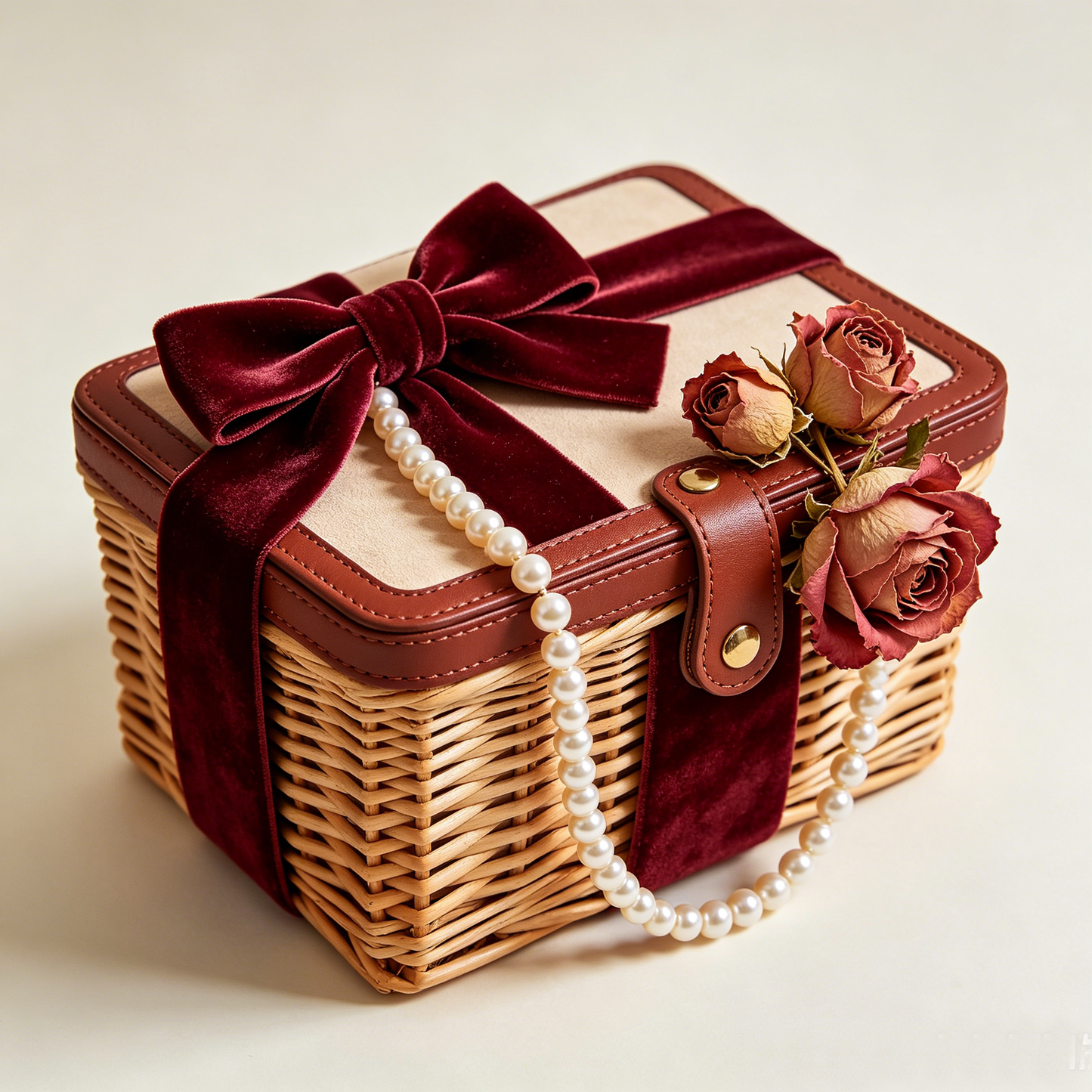 Burgundy Velvet Rose Luxury Picnic Basket