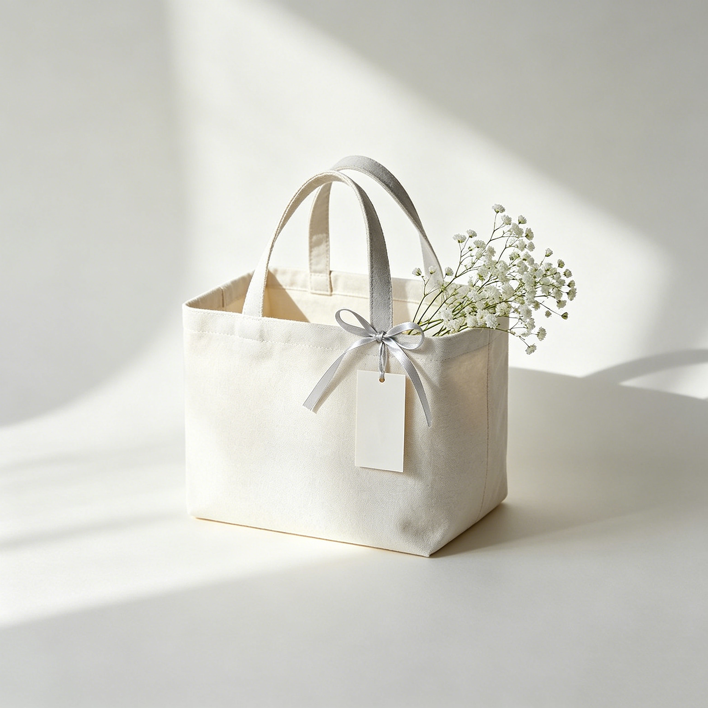 White Minimal Canvas Picnic Tote Bag